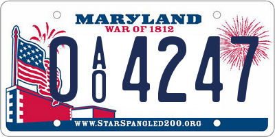 MD license plate 0AO4247