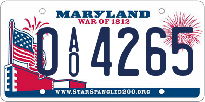MD license plate 0AO4265