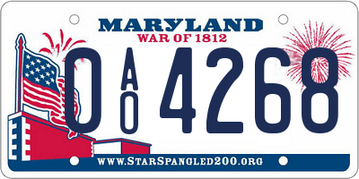 MD license plate 0AO4268