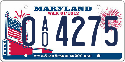 MD license plate 0AO4275