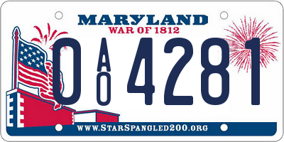 MD license plate 0AO4281