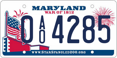 MD license plate 0AO4285