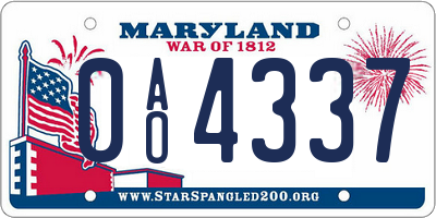 MD license plate 0AO4337