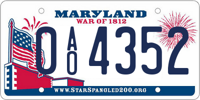 MD license plate 0AO4352