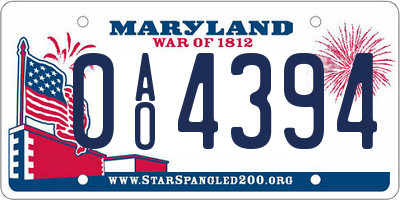 MD license plate 0AO4394