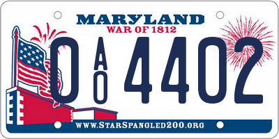 MD license plate 0AO4402