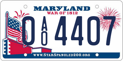 MD license plate 0AO4407
