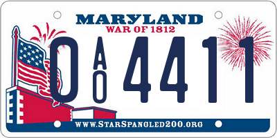 MD license plate 0AO4411