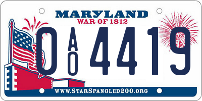 MD license plate 0AO4419