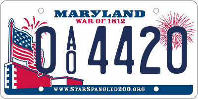 MD license plate 0AO4420