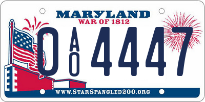 MD license plate 0AO4447