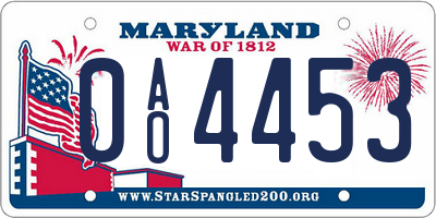 MD license plate 0AO4453