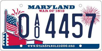MD license plate 0AO4457