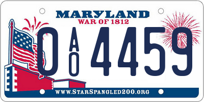 MD license plate 0AO4459