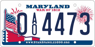 MD license plate 0AO4473