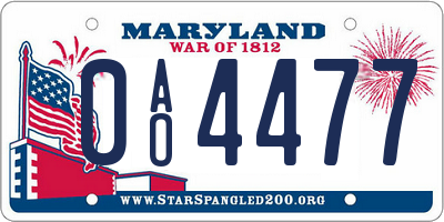MD license plate 0AO4477