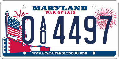 MD license plate 0AO4497
