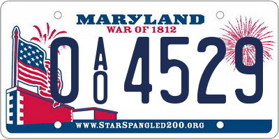 MD license plate 0AO4529