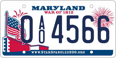 MD license plate 0AO4566