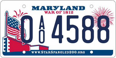 MD license plate 0AO4588