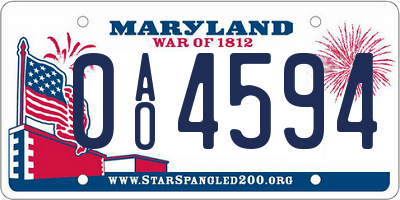 MD license plate 0AO4594