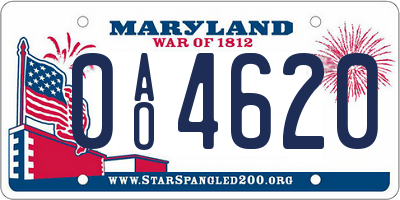 MD license plate 0AO4620