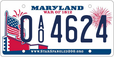MD license plate 0AO4624
