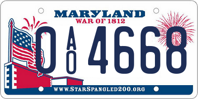 MD license plate 0AO4668