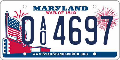 MD license plate 0AO4697