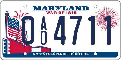 MD license plate 0AO4711