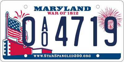 MD license plate 0AO4719
