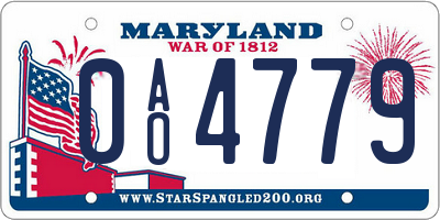 MD license plate 0AO4779