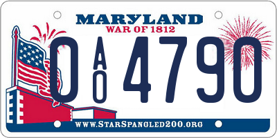 MD license plate 0AO4790