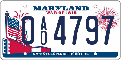 MD license plate 0AO4797