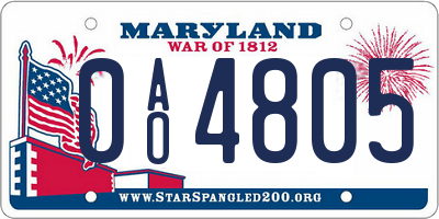 MD license plate 0AO4805