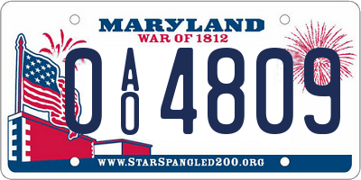 MD license plate 0AO4809