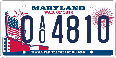 MD license plate 0AO4810