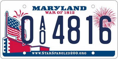 MD license plate 0AO4816