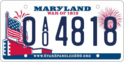 MD license plate 0AO4818