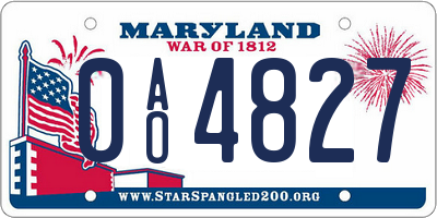 MD license plate 0AO4827