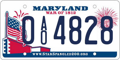 MD license plate 0AO4828
