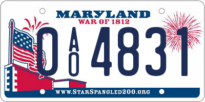 MD license plate 0AO4831