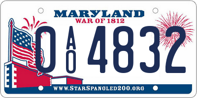 MD license plate 0AO4832