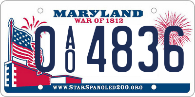 MD license plate 0AO4836