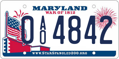 MD license plate 0AO4842