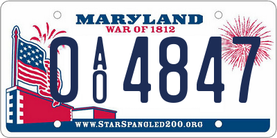 MD license plate 0AO4847