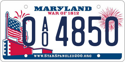 MD license plate 0AO4850