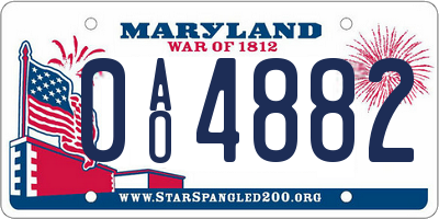 MD license plate 0AO4882