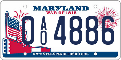 MD license plate 0AO4886