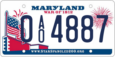 MD license plate 0AO4887
